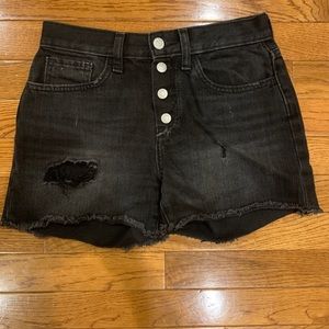 high waisted black denim shorts